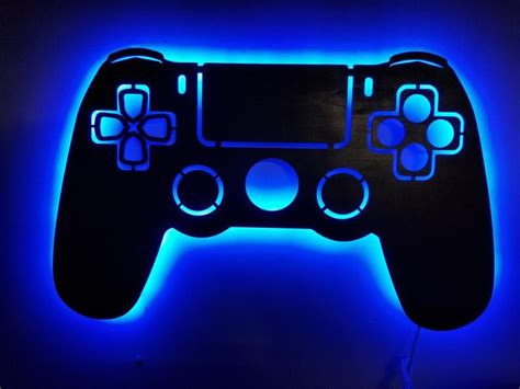 Playstation 4 Game Controller Backlit Sign Wall Art Video Etsy