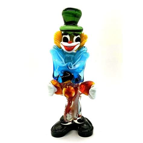 Vintage Murano Art Glass Clown 9 Tall Hand Blown Green Etsy