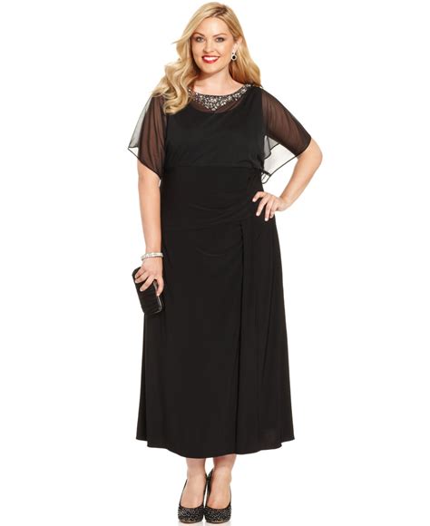 Alex Evenings Plus Size Flutter Sleeve Embellished Dress In Black Lyst