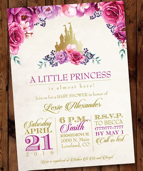 Disney Princess Baby Shower Invitations Disney Princess Baby Shower