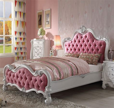 Make this warm and welcoming bedroom set a part of your home. Acme Furniture 30645F Versailles Pink and Antique White ...