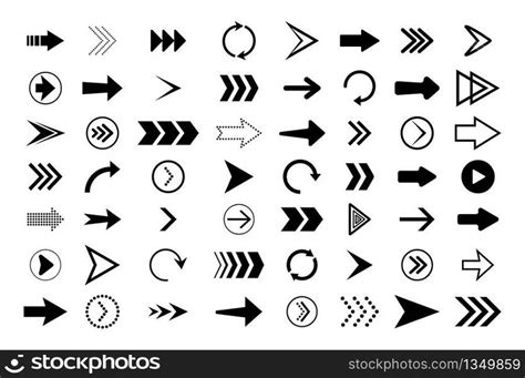 Black Arrows Circle And Line Direction Symbols Flat Pointers Cursors