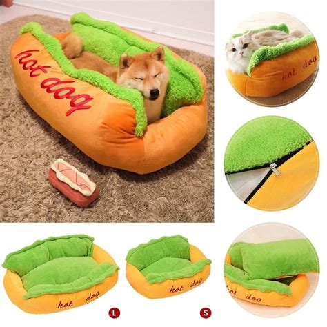 Super Fun Hot Dog Pet Bed Lounger In 2020 Dog Pet Beds Warm Dog Beds