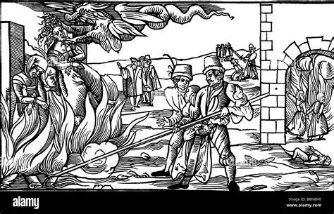 Witches Burning Of Witches Detail From A Leaflet October 1555
