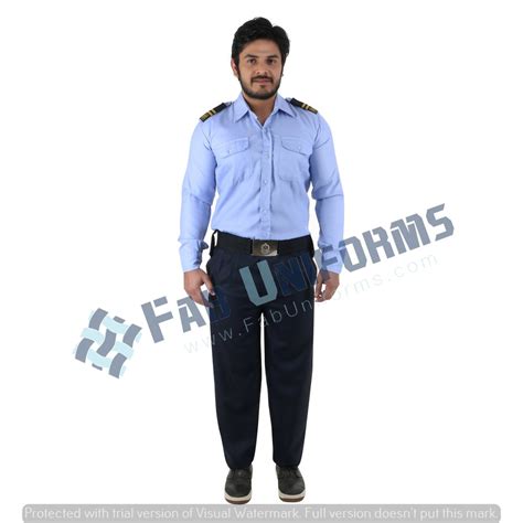 Plain Sky Blue And Navy Blue Cotton Security Guard Uniform At Rs 590