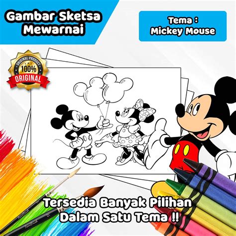Jual Gambar Sketsa Mewarnai 09 Mickey Mouse Part 1 Seketsa Lukis