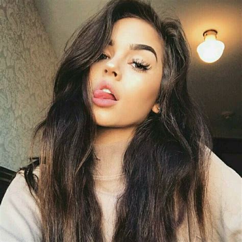 Dark Brown Full Head Clip In Extension Maggie Lindemann Girl Tongue Beauty Girl