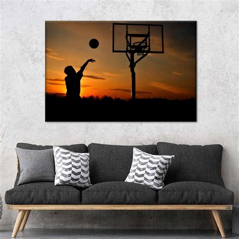 Sunset Basketball Wall Art In 2021 Basketball Wall Art Wall Canvas