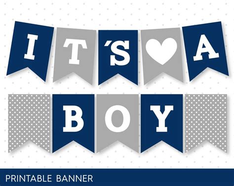Navy blue banner, Grey banner, Oh baby banner, Oh boy banner, Printable Banner with … | Baby ...
