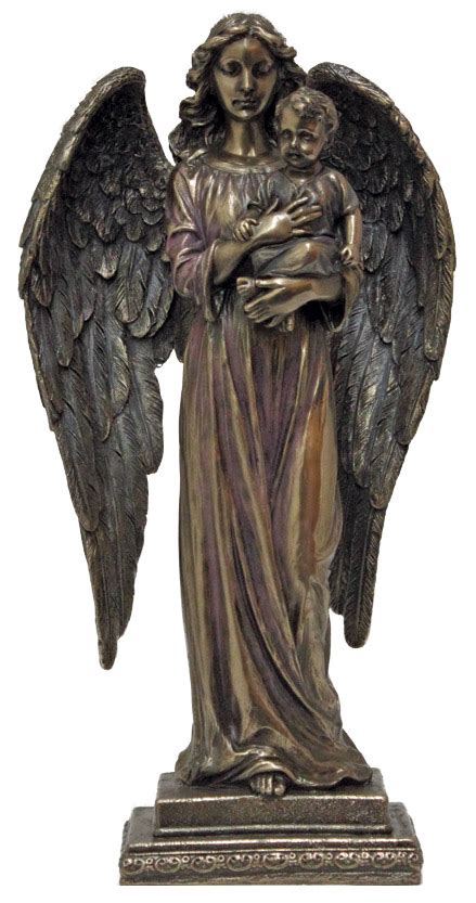 Guardian Angel Holding Child Lightly Hand Painted Cold Cast Bronze 1025
