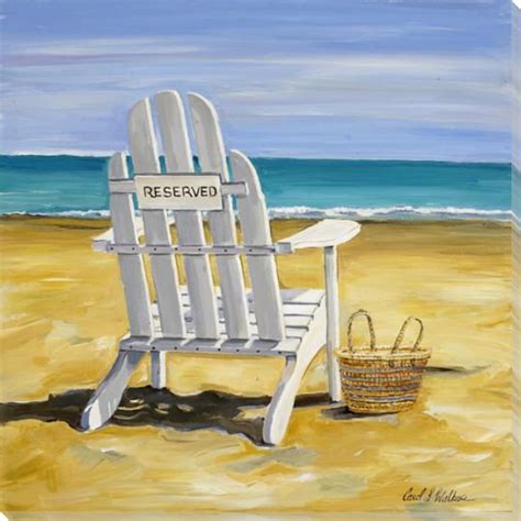 Reserved Beach Chair Wrapped Canvas Giclee Print Wall Art Wall Decor