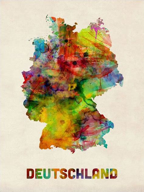 All regions, cities, roads, streets and buildings satellite view. Germany Watercolor Map (Deutschland), Art Print (431) in ...