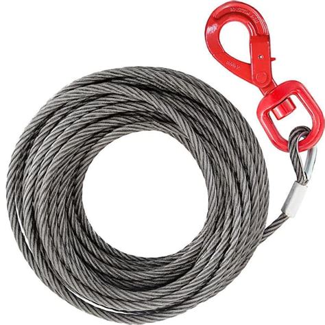 Vevor Winch Towing Cable 100 Ft X 38 In Wire Rope With Hook