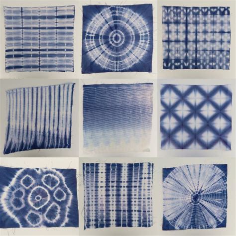 10 Shibori Swatches Tie Dye Folding Techniques Fabric Dyeing