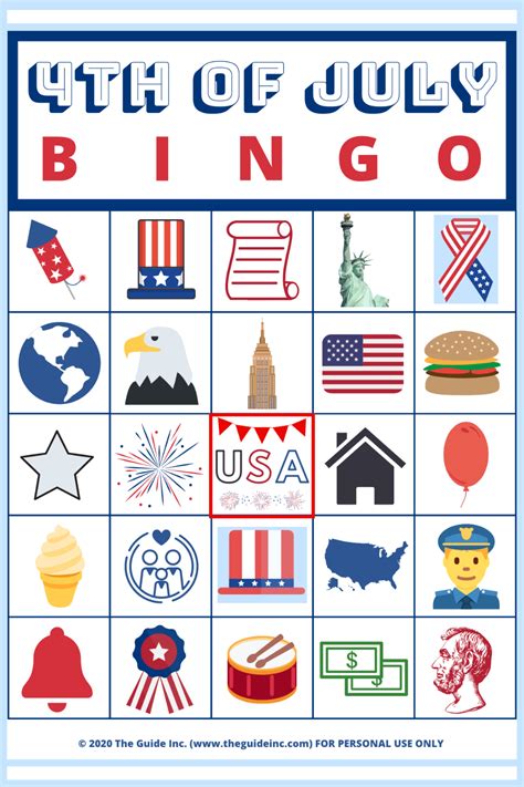 Free 4th Of July Bingo Game Printable Fourth Of July Crafts For Kids