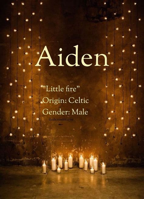 an image of candles and string lights with the words alden little fire origin celtic