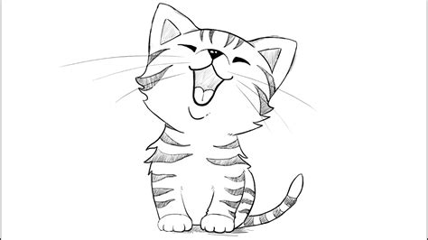 29 tutos dessins chat : How To Draw A Yawning Kitten - destiné Dessin De Chat ...