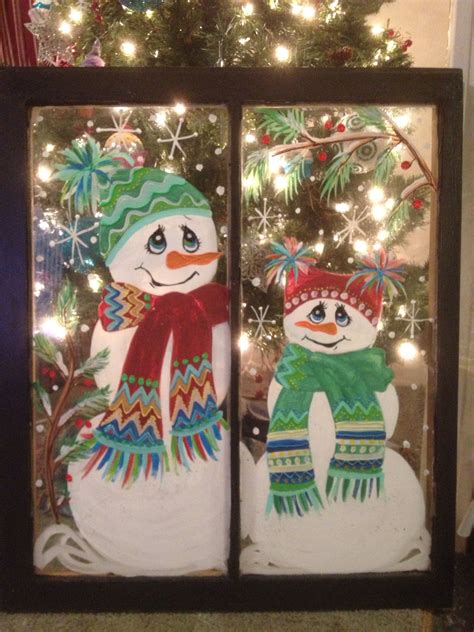 I Painted This Window With A Snowman Theme Window Painting Christmas