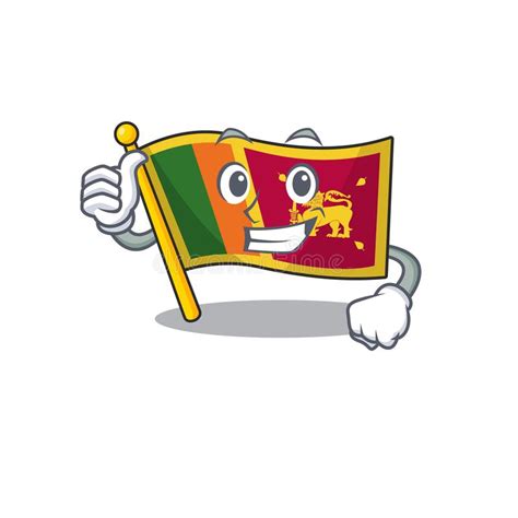 Flag Sri Lanka Cartoon With In Thumbs Up Character Stock Vector