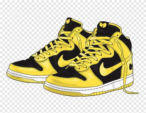 Pair Of Yellow And Black Nike Shoes Illustration Wu Tang Clan The