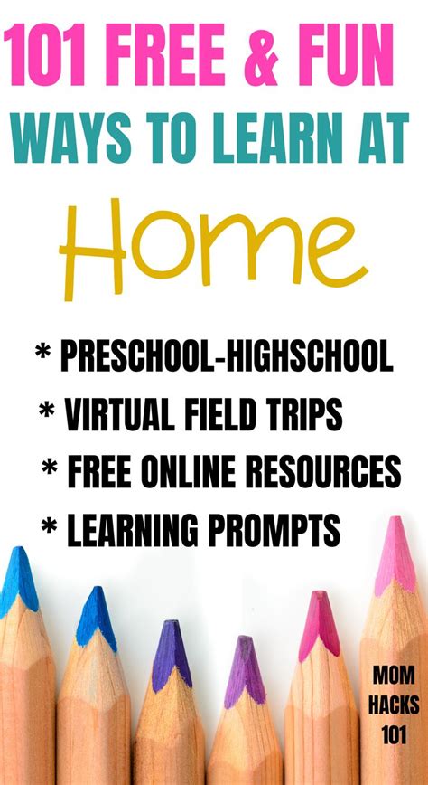 101 Fun And Free Ways For Kids To Learn At Home Mom Hacks 101 Free