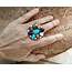 Multi Color Stone Turquoise Ring Womens Size 10 Navajo Native 