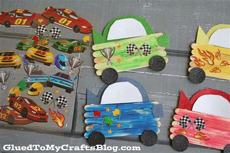 Popsicle Stick Race Car Craft Idea Crafts For Kids Popsicle Sticks