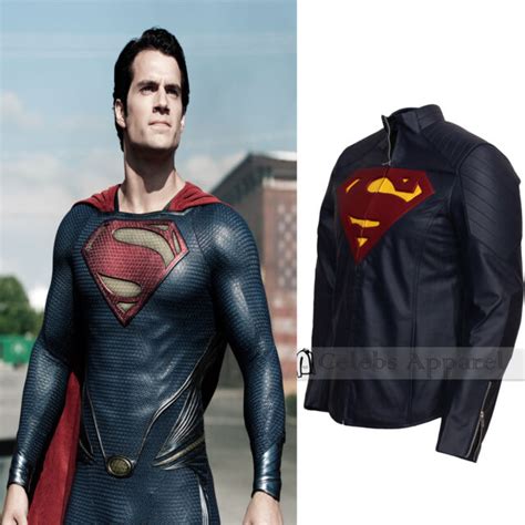 Man Of Steel Henry Cavill Superman Superhero Leather Jacket Costume Ebay