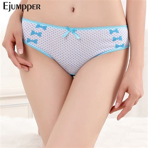 EJUMPPER Pack 5 PCS Women Underwear Cotton Sexy Panties Cute Dots Bow