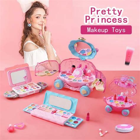 Pretend Makeup Kit For Kids With Cosmetic Bag Not Real Toy Beauty