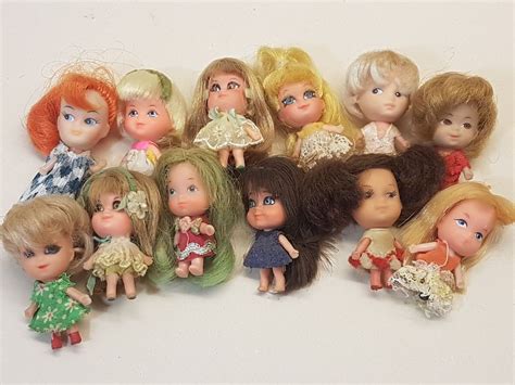 One Dozen Vintage Liddle Kiddles Dolls Lucky Locket Kologne Assorted