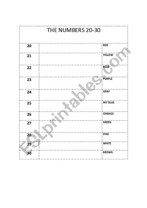 The Numbers 20 30 Esl Worksheet By Vams
