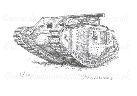 British Ww1 Mark V Male Tank Limited Edition Print Dawn Monks