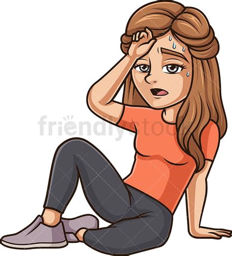 Sweating Woman On The Floor Cartoon Clipart Vector Friendlystock
