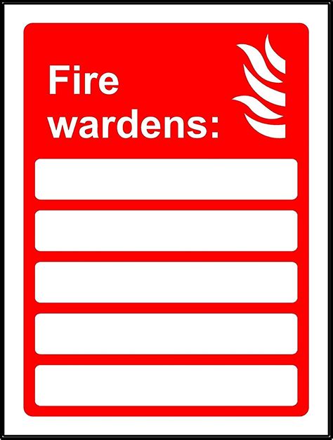 Fire Warden Sign With 5 Blank Spaces Safety Sign Self Adhesive