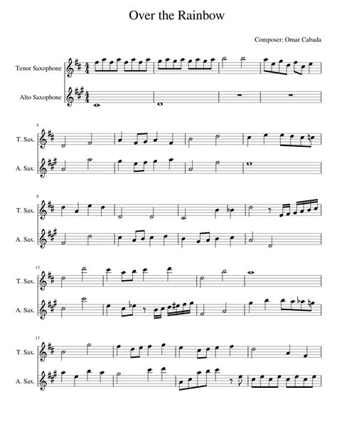 over the rainbow sheet music for tenor saxophone alto saxophone download free in pdf or midi