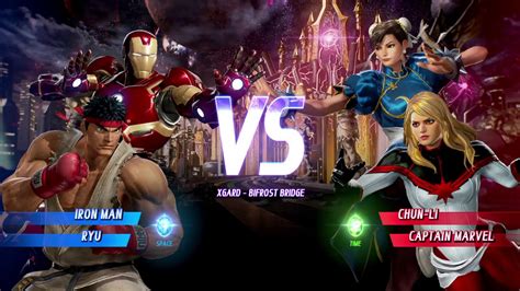 Marvel Vs Capcom Infinite Iron Man And Ryu Vs Captain Marvel And Chun Li Youtube