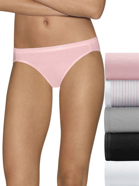 Hanes Hanes Ultimate® Womens Comfort Cotton Bikini Panties 5 Pack Pink White 6