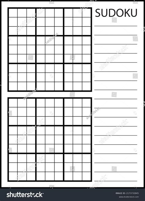 Blank Sudoku Grid Template Printable On Stock Vector Royalty Free