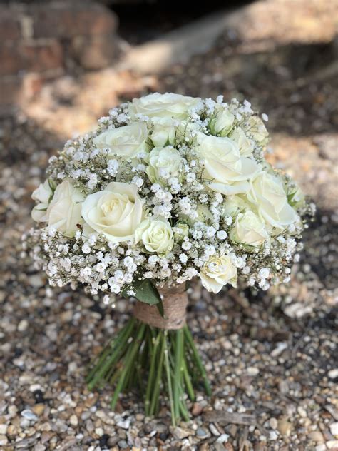 Ivory Rose Gypsophilia Bridal Bouquet In 2023 Gypsophila Wedding