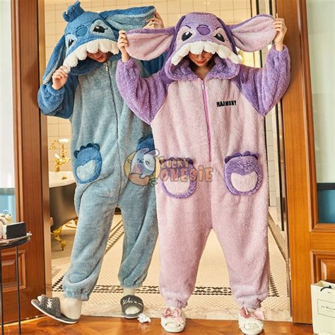 Stitch And Angel Stitch Onesie Matching Pajamas For Couples Christmas