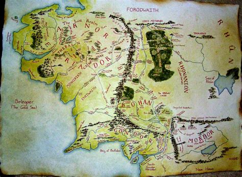 Map Of Middle Earth From Lord Of The Rings World Map
