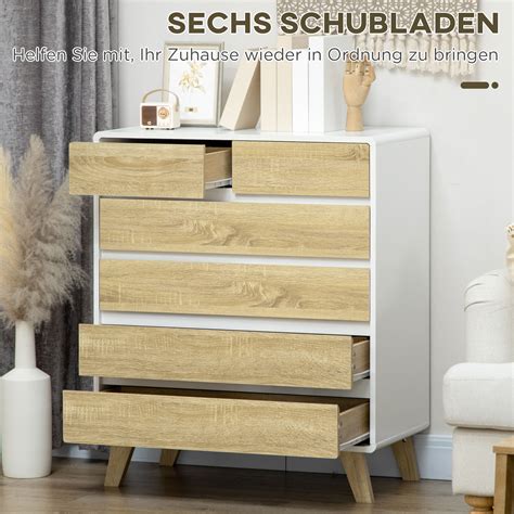 Homcom Kommode Mit Schubladen Schubladenschrank Sideboard