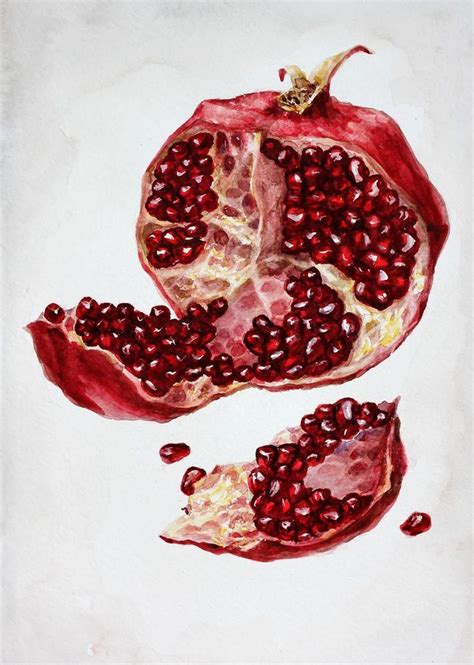 Pomegranate Original Painting Watercolor Wedding Gift Food Etsy