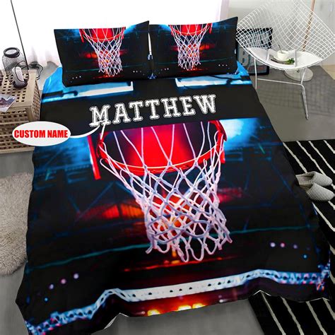 Personalized Basketball Bedding Sets Custom Name Basketball Etsy