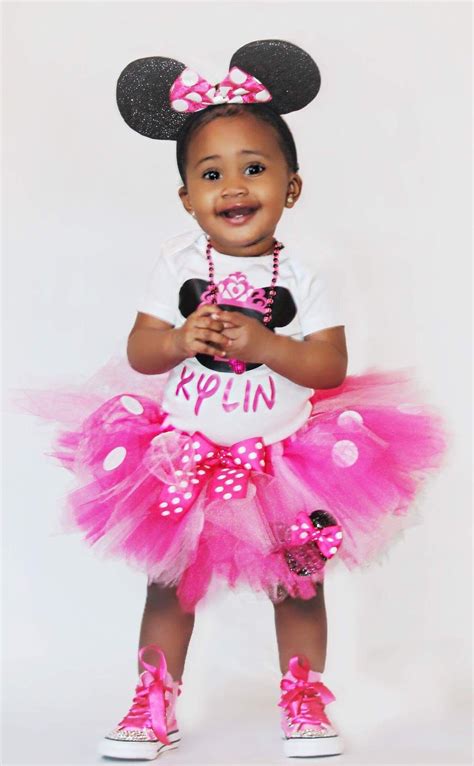 Cutest Minnie Mouse Birthday Outfit Ever Love The Pink And Black Minnie Mouse Party Colors