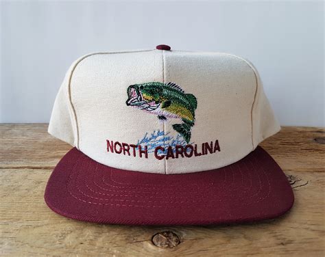 Vintage 90s North Carolina Jumping Fish Snapback Hat Made In Etsy