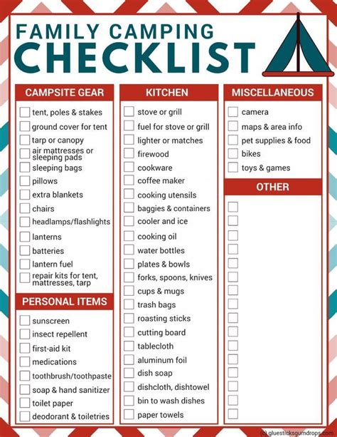 Family Camping Checklist Free Printable Camping Checkliste Zelt Camping