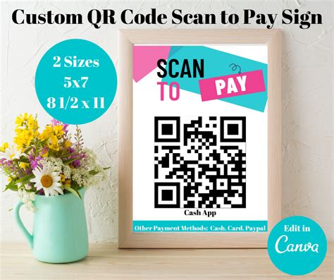Scan To Pay Qr Code Sign Template Scan To Pay Sign Small Etsy