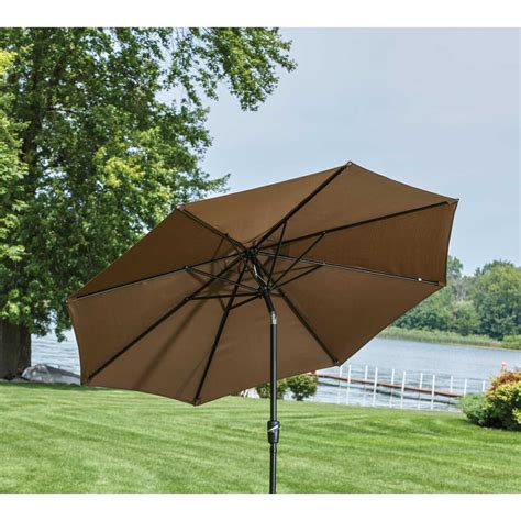 Outdoor Expressions 9 Ft Aluminum Tiltcrank Brown Patio Umbrella